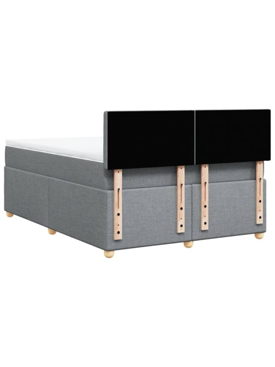 Box spring postel s matrací světle šedá 160 x 200 cm textil