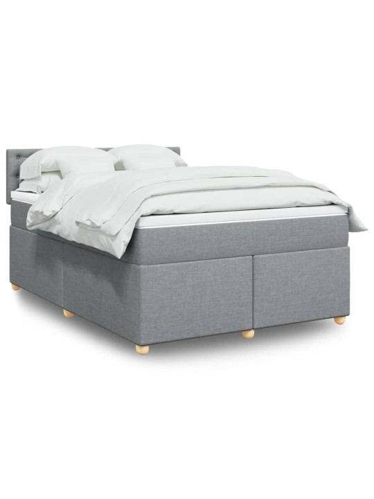 Box spring postel s matrací světle šedá 160 x 200 cm textil