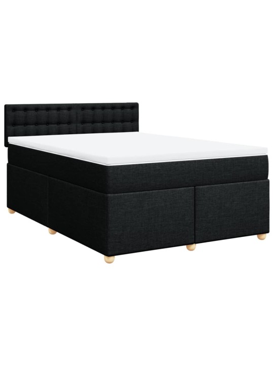 Box spring postel s matrací černá 160x200 cm textil