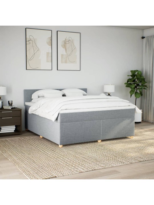 Box spring postel s matrací světle šedá 180 x 200 cm textil