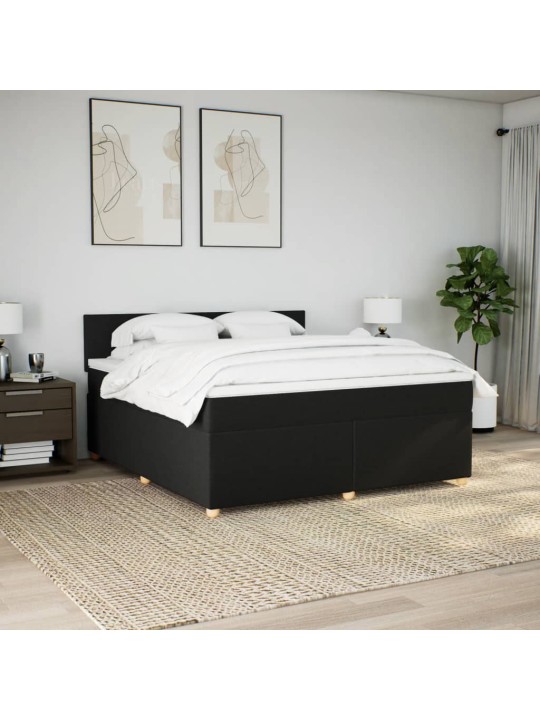 Box spring postel s matrací černá 180x200 cm textil