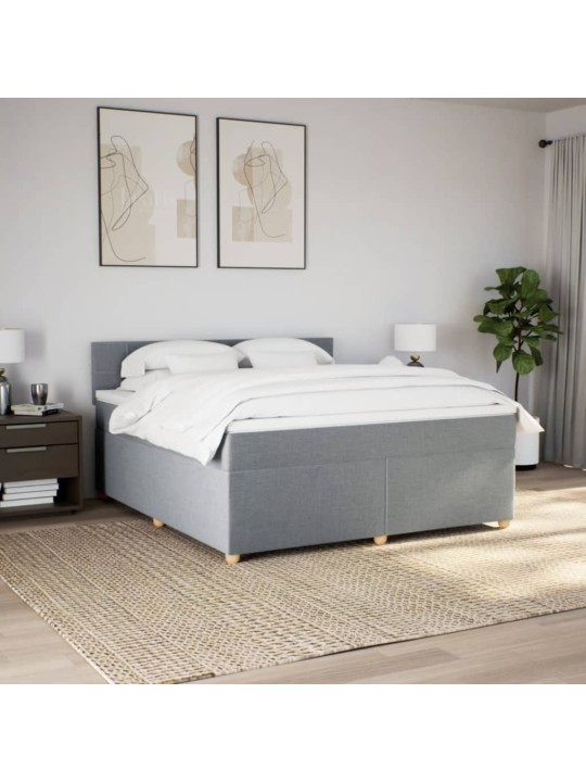 Box spring postel s matrací světle šedá 180 x 200 cm textil