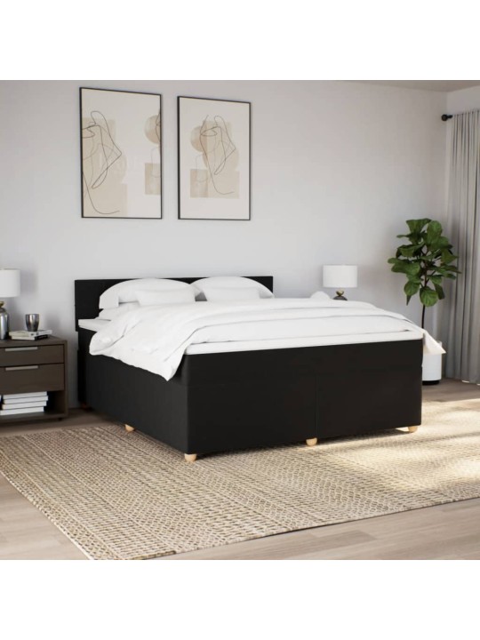 Box spring postel s matrací černá 180x200 cm textil