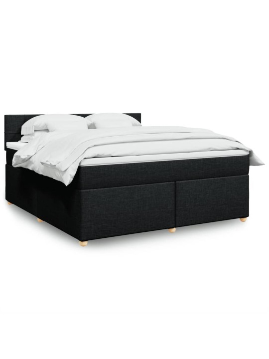Box spring postel s matrací černá 180x200 cm textil