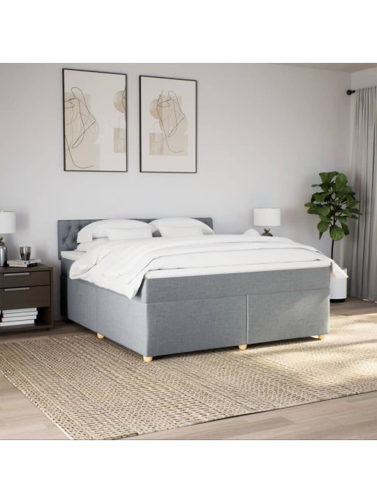 Box spring postel s matrací světle šedá 180 x 200 cm textil
