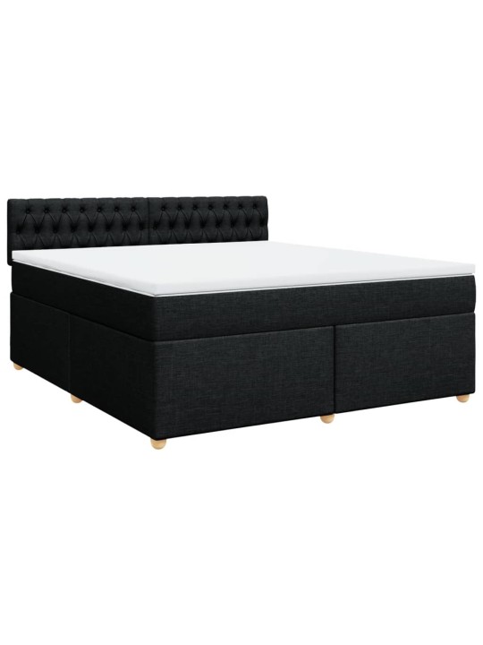 Box spring postel s matrací černá 180x200 cm textil