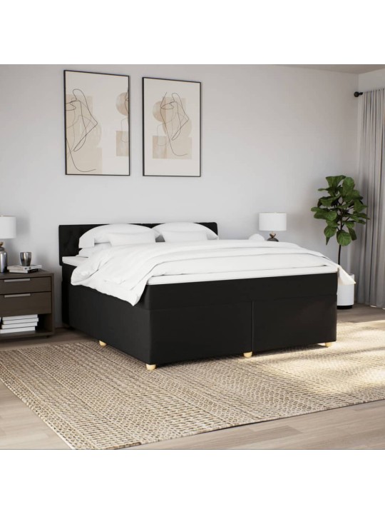 Box spring postel s matrací černá 180x200 cm textil