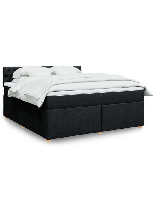 Box spring postel s matrací černá 180x200 cm textil