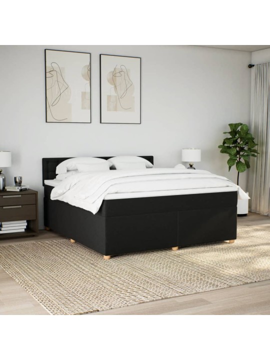 Box spring postel s matrací černá 180x200 cm textil