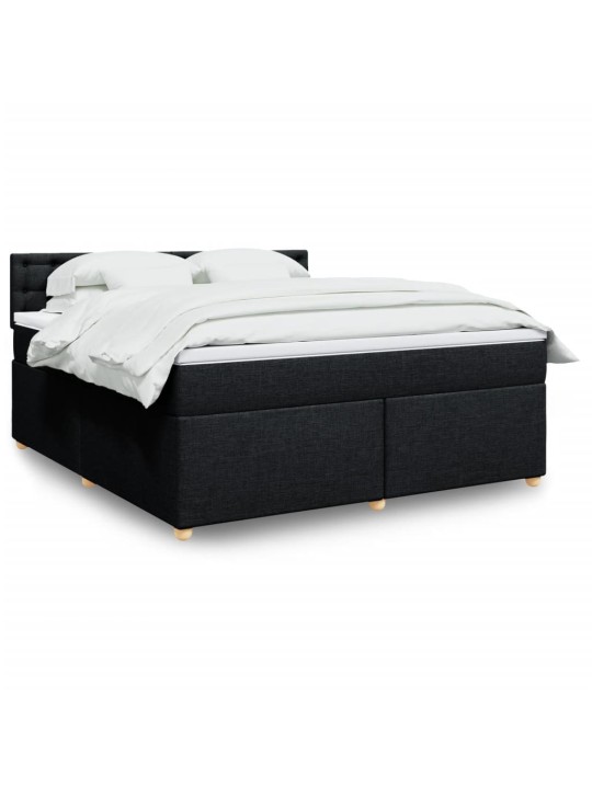 Box spring postel s matrací černá 180x200 cm textil