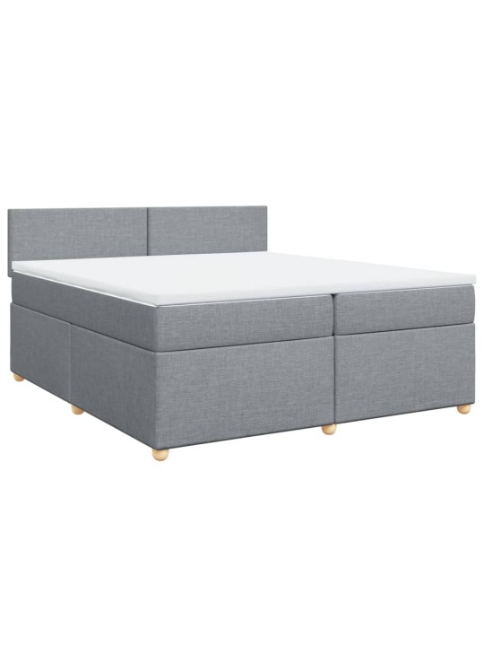 Box spring postel s matrací světle šedá 200 x 200 cm textil