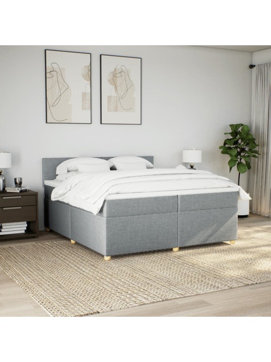 Box spring postel s matrací světle šedá 200 x 200 cm textil