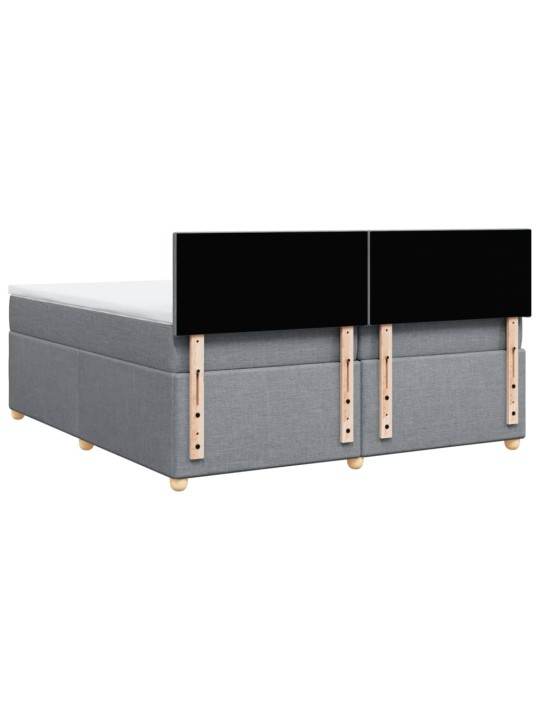 Box spring postel s matrací světle šedá 200 x 200 cm textil