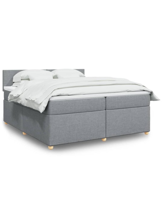 Box spring postel s matrací světle šedá 200 x 200 cm textil
