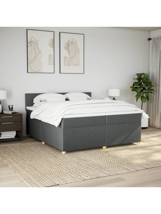 Box spring postel s matrací tmavě šedá 200x200 cm textil