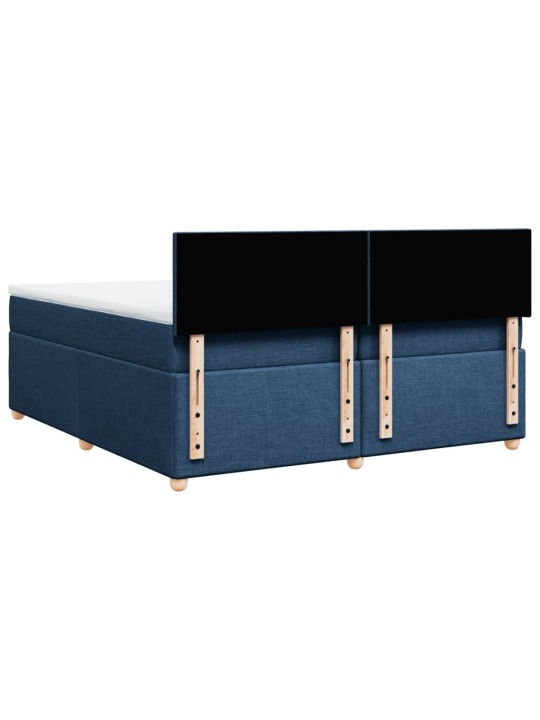 Box spring postel s matrací modrá 200x200 cm textil