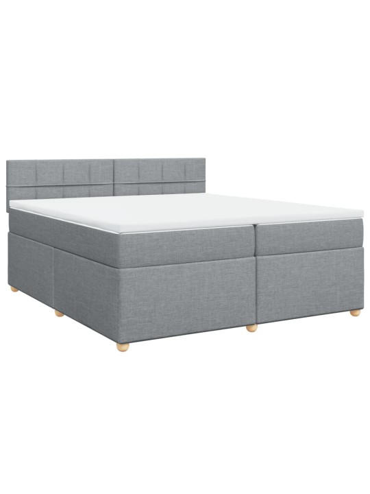 Box spring postel s matrací světle šedá 200 x 200 cm textil