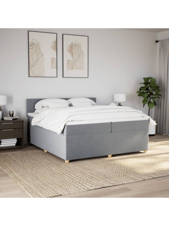 Box spring postel s matrací světle šedá 200 x 200 cm textil