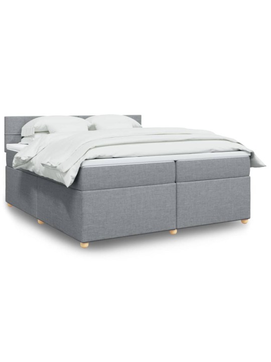 Box spring postel s matrací světle šedá 200 x 200 cm textil