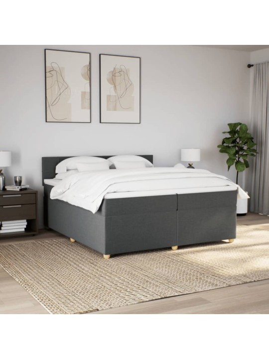 Box spring postel s matrací tmavě šedá 200x200 cm textil
