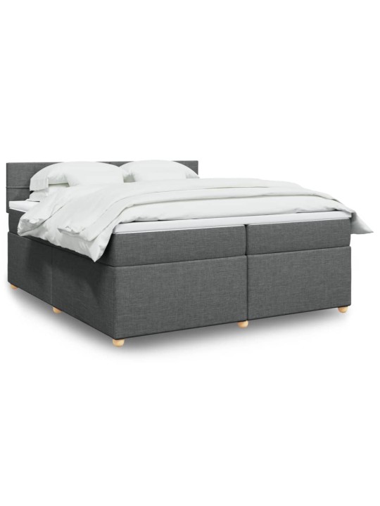 Box spring postel s matrací tmavě šedá 200x200 cm textil