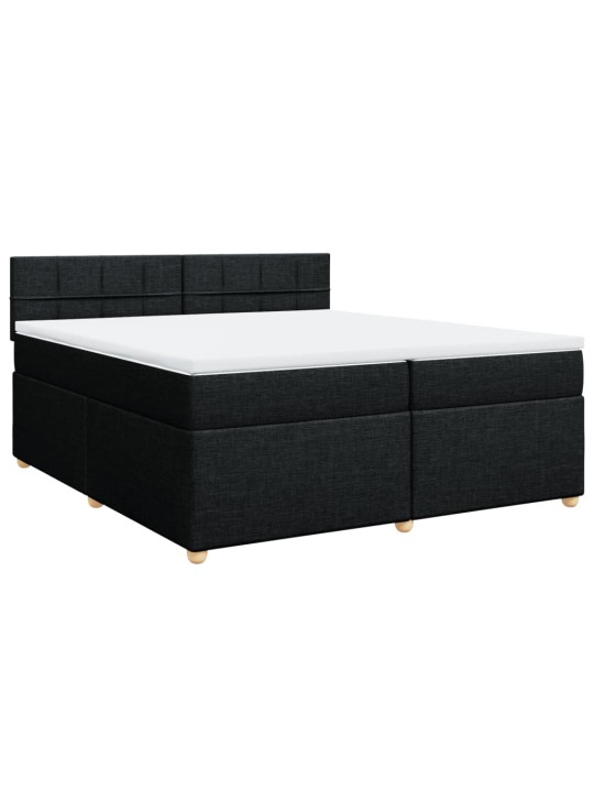 Box spring postel s matrací černá 200x200 cm textil