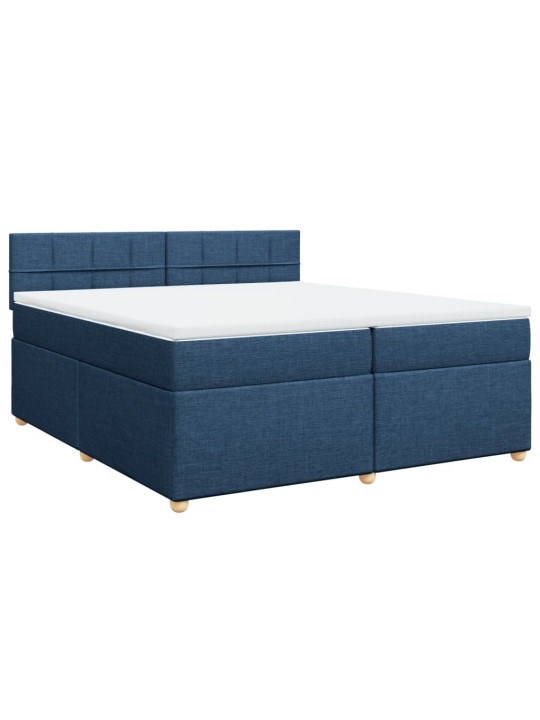 Box spring postel s matrací modrá 200x200 cm textil