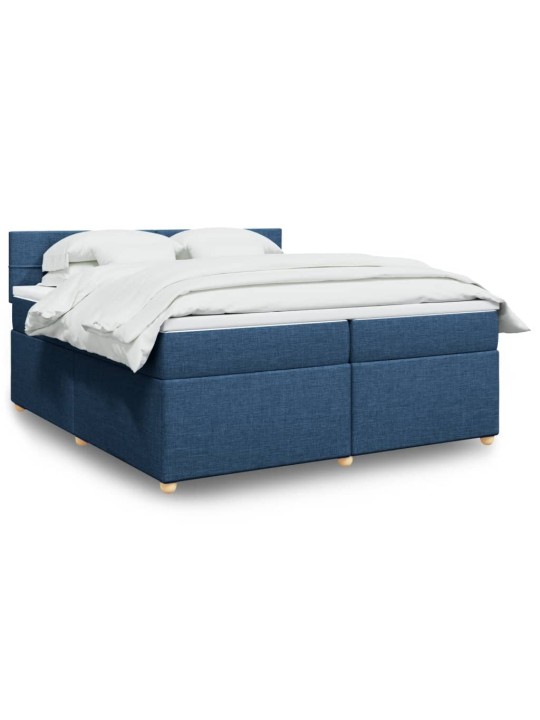 Box spring postel s matrací modrá 200x200 cm textil