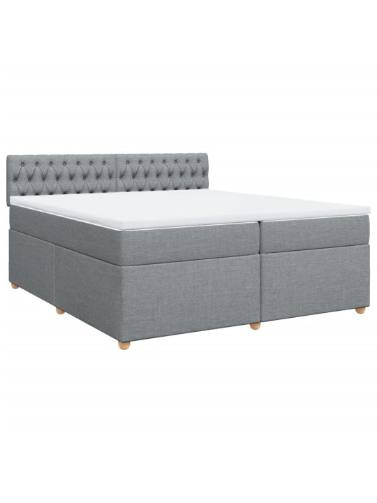 Box spring postel s matrací světle šedá 200 x 200 cm textil