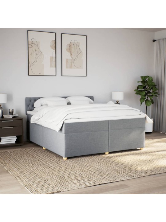 Box spring postel s matrací světle šedá 200 x 200 cm textil