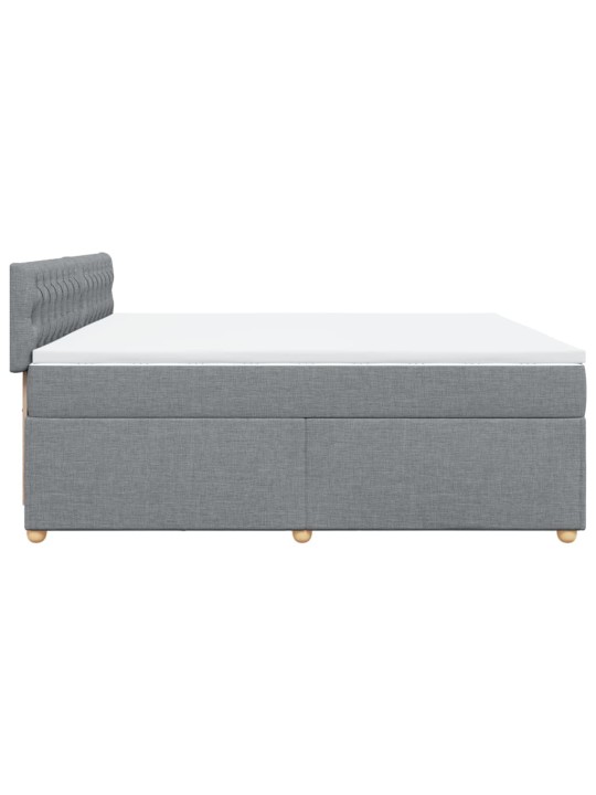 Box spring postel s matrací světle šedá 200 x 200 cm textil