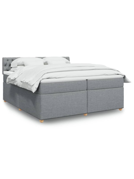 Box spring postel s matrací světle šedá 200 x 200 cm textil