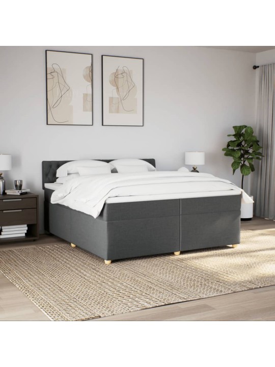 Box spring postel s matrací tmavě šedá 200x200 cm textil