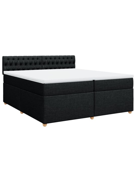 Box spring postel s matrací černá 200x200 cm textil