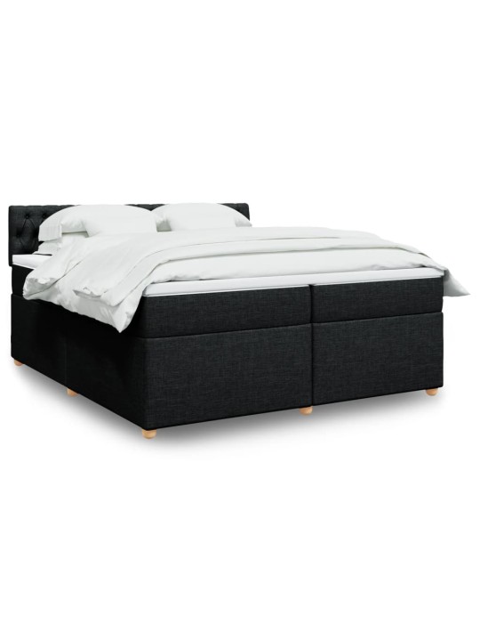 Box spring postel s matrací černá 200x200 cm textil
