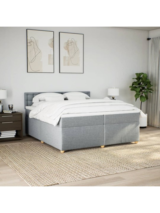 Box spring postel s matrací světle šedá 200 x 200 cm textil