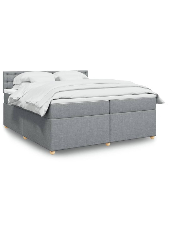 Box spring postel s matrací světle šedá 200 x 200 cm textil