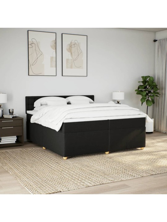 Box spring postel s matrací černá 200x200 cm textil