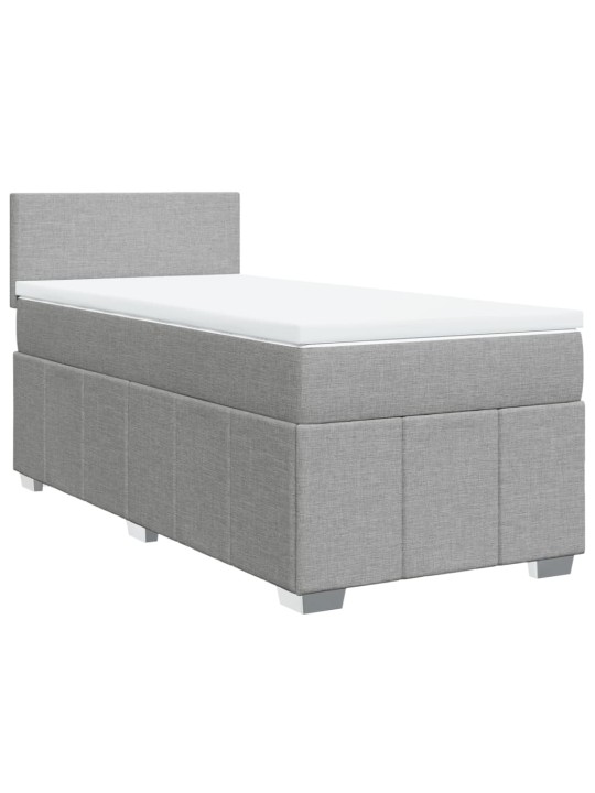 Box spring postel s matrací světle šedá 80 x 200 cm textil