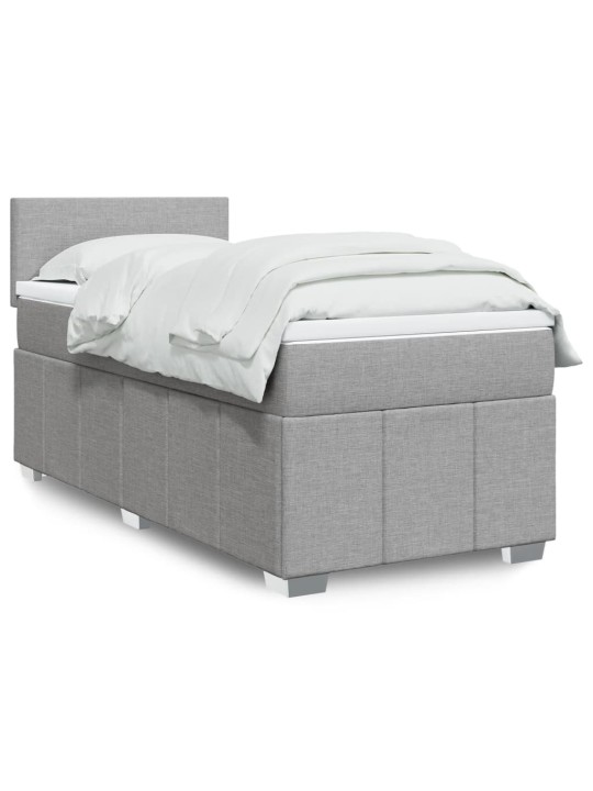 Box spring postel s matrací světle šedá 80 x 200 cm textil