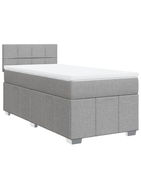 Box spring postel s matrací světle šedá 80 x 200 cm textil