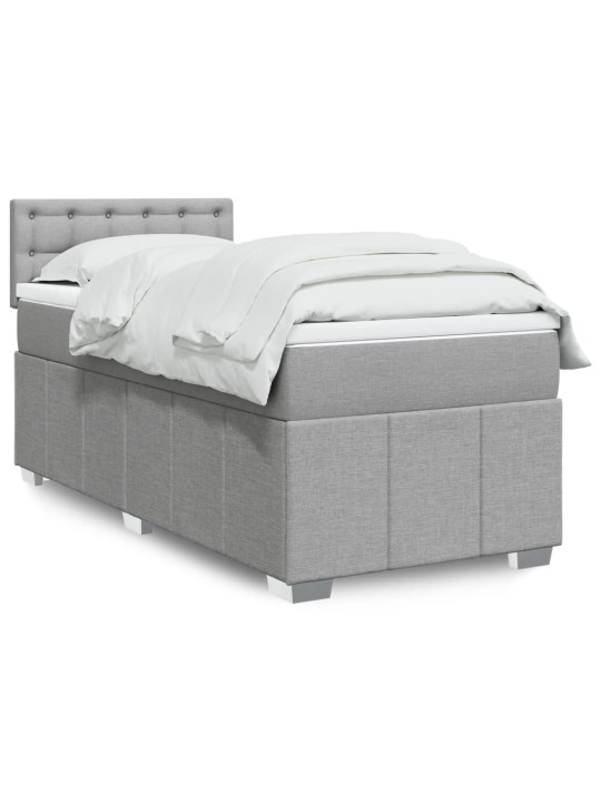 Box spring postel s matrací světle šedá 80 x 200 cm textil