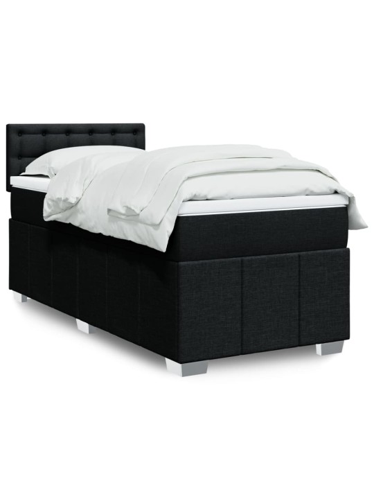 Box spring postel s matrací černá 80 x 200 cm textil