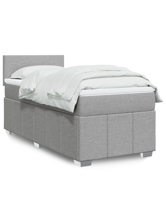 Box spring postel s matrací světle šedá 90x190 cm textil