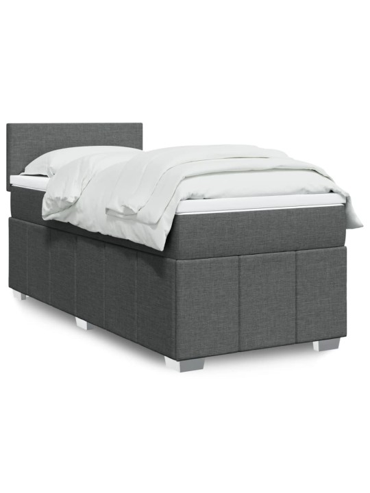 Box spring postel s matrací tmavě šedá 90x190 cm textil