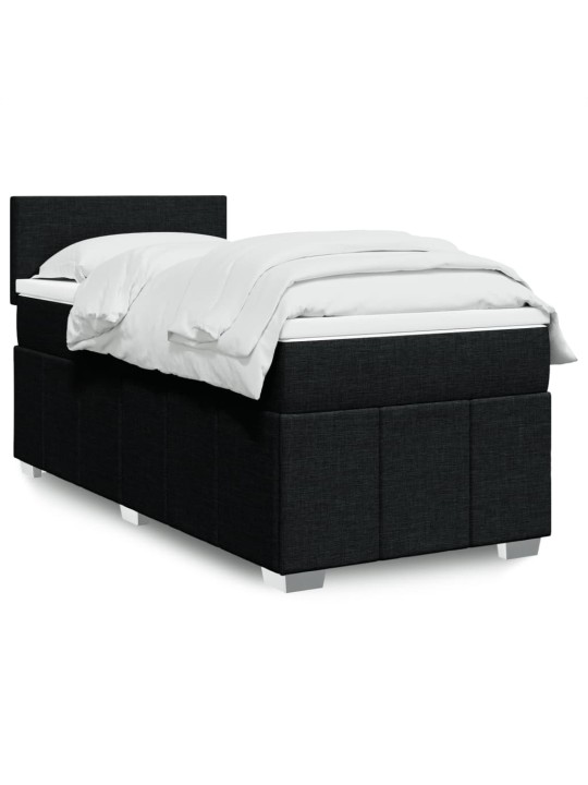 Box spring postel s matrací černá 90x190 cm textil