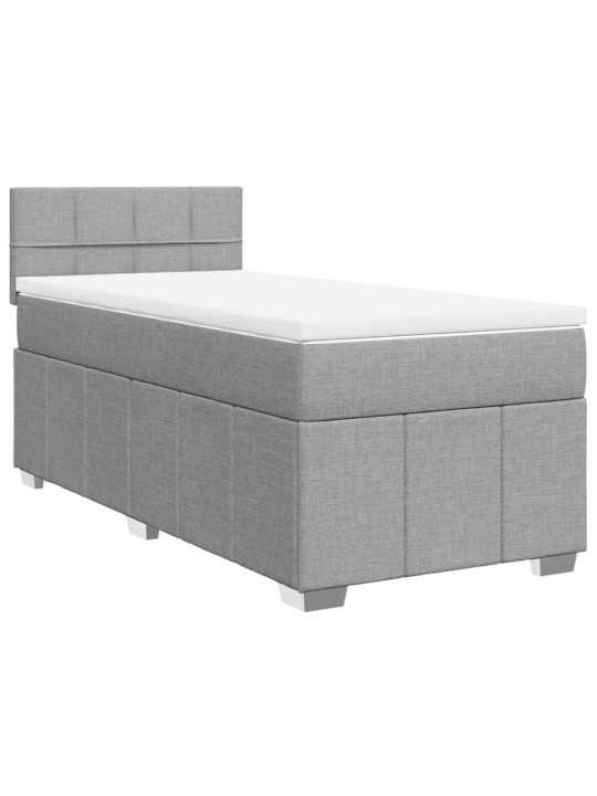 Box spring postel s matrací světle šedá 90x190 cm textil