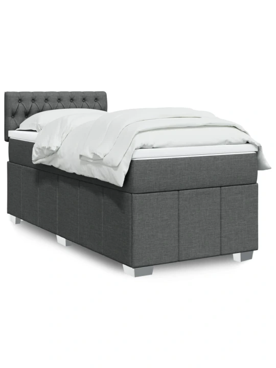 Box spring postel s matrací tmavě šedá 90x190 cm textil