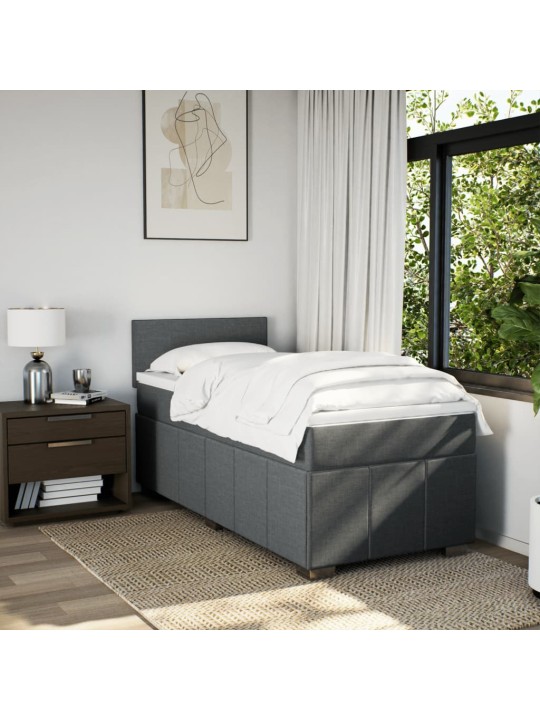 Box spring postel s matrací tmavě šedá 90x200 cm textil