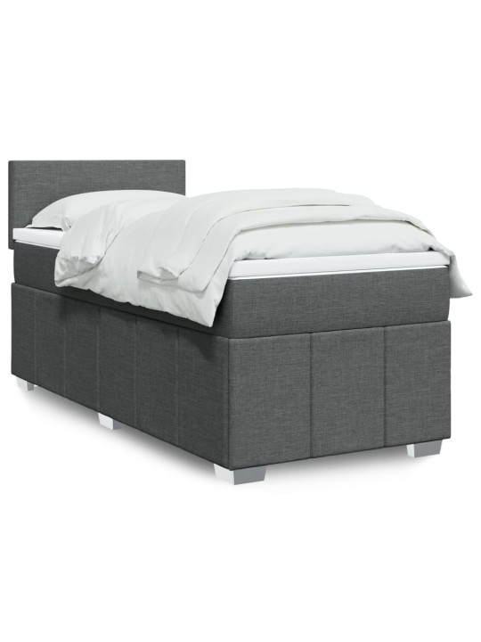 Box spring postel s matrací tmavě šedá 90x200 cm textil